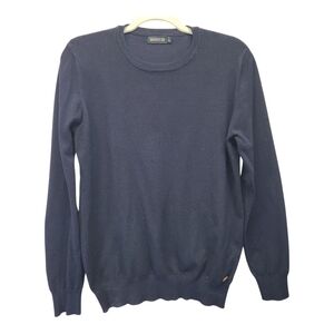 Graffio Soft & Thin Buttery Soft Italian Dark Blue Crew Neck Sweater LARGE